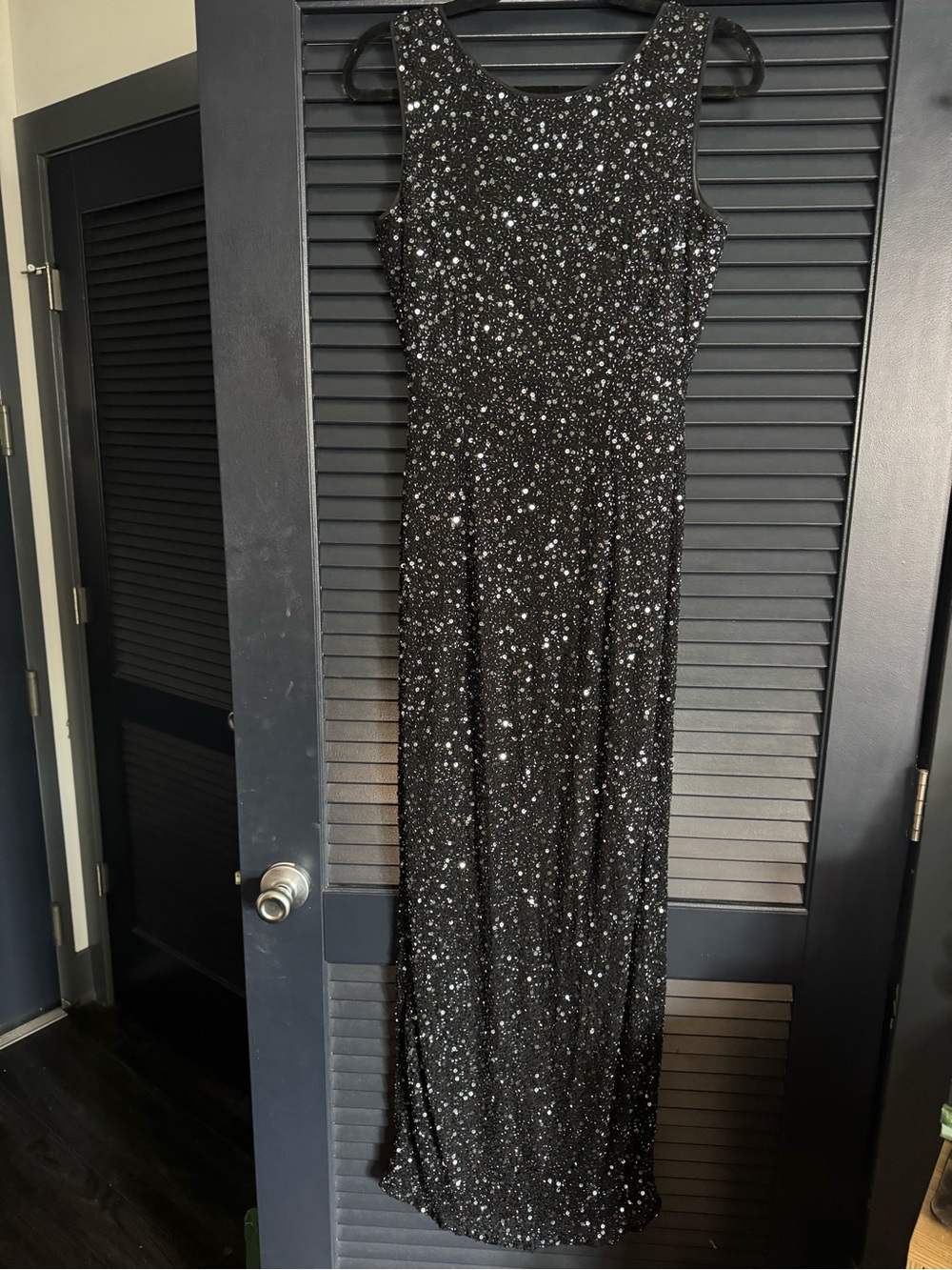 Vintage Ember Inc Black Silk Hand Beaded Sequin Maxi Dress 10